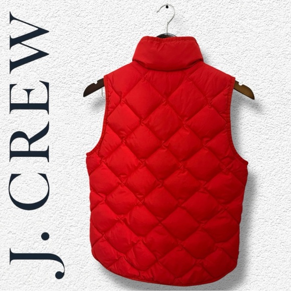089 J.Crew | UK Quilted Puffer Vest | Red Salmon Lightweight Down (Size XS) - Picture 2 of 11